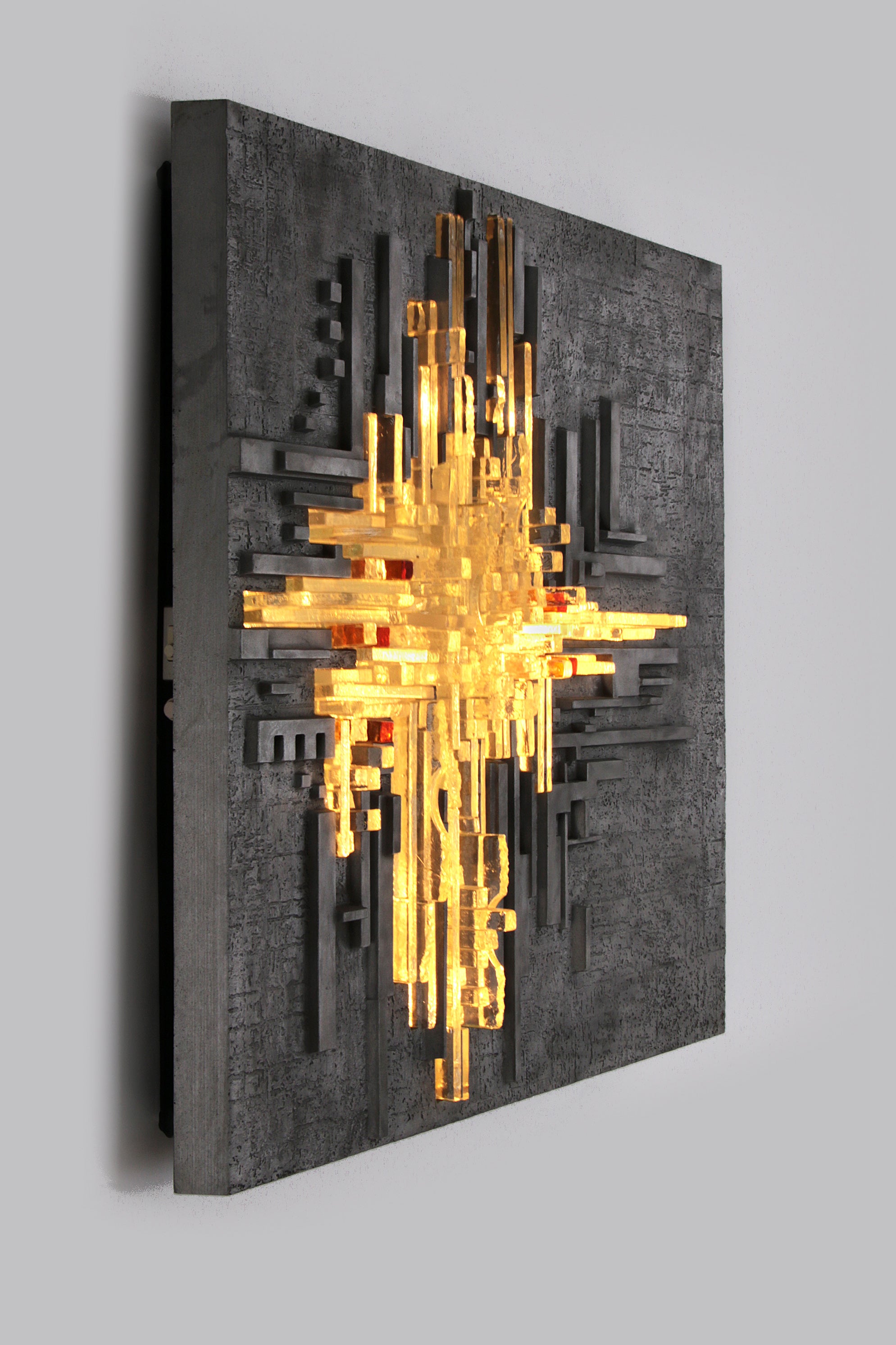 Vintage "Rottura Spaziale" Murano Glas Wandlamp door Akikaze voor Poliarte