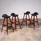 Erik Buch Wooden bar stools 1960 Denmark.