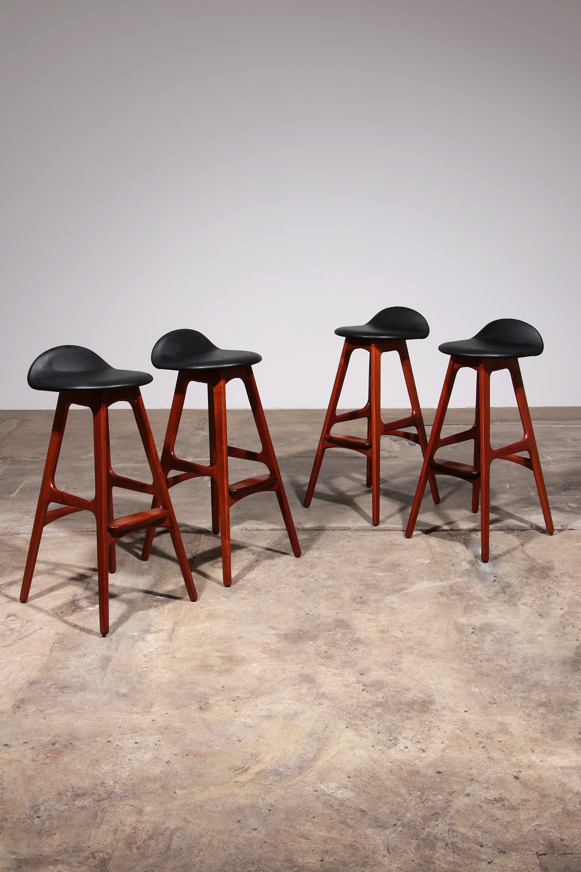 Erik Buch Wooden bar stools 1960 Denmark.