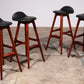 Erik Buch Wooden bar stools 1960 Denmark.
