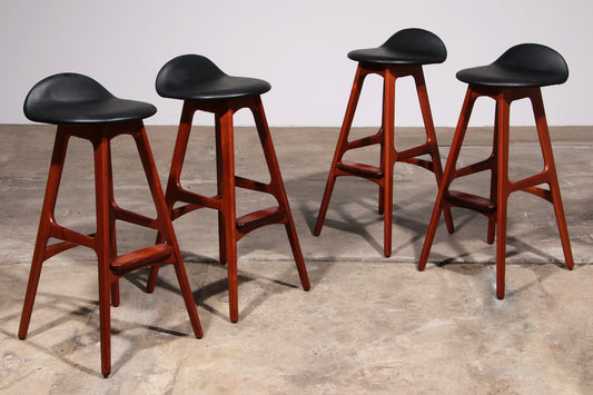 Erik Buch Wooden bar stools 1960 Denmark.
