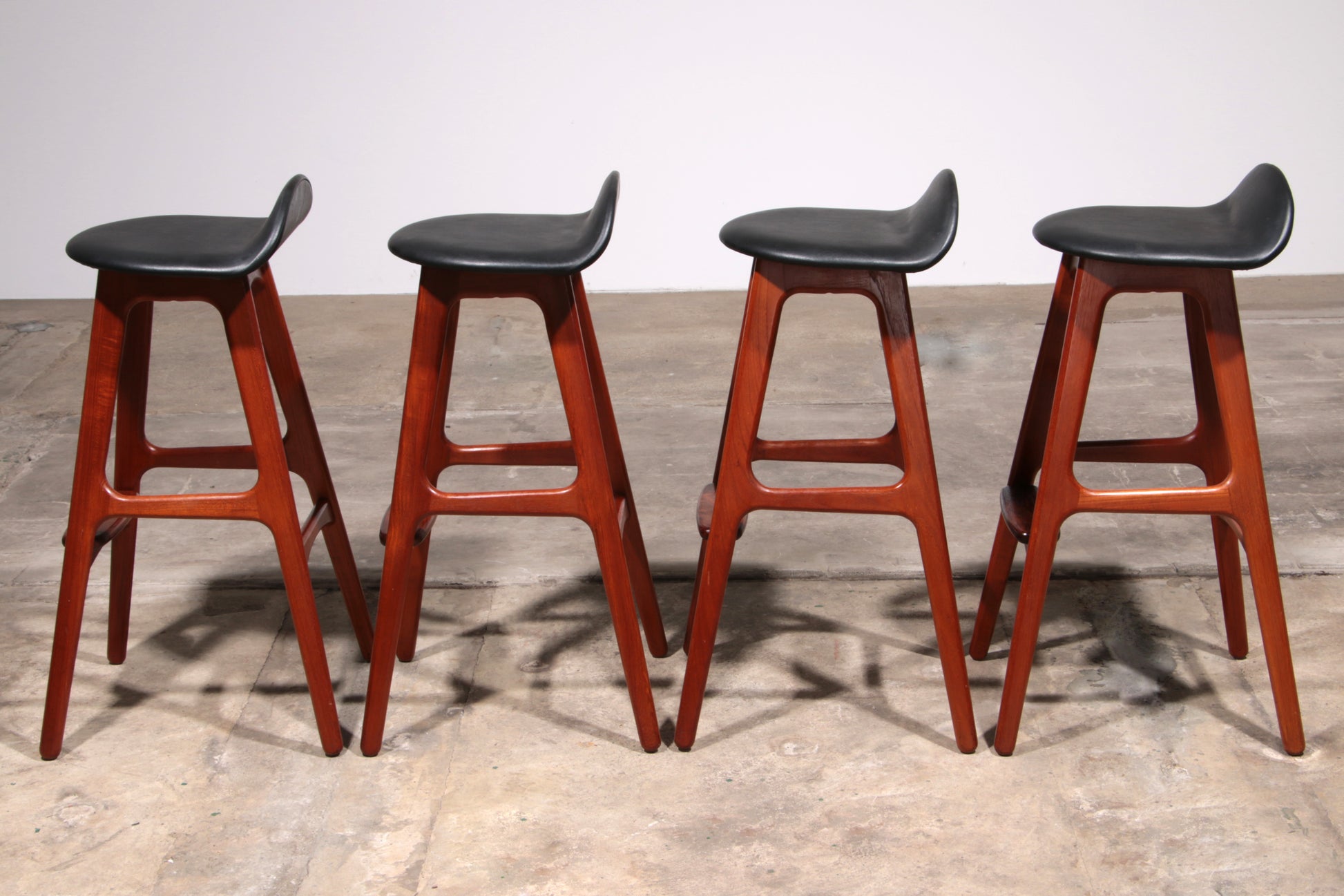 Erik Buch Wooden bar stools 1960 Denmark.