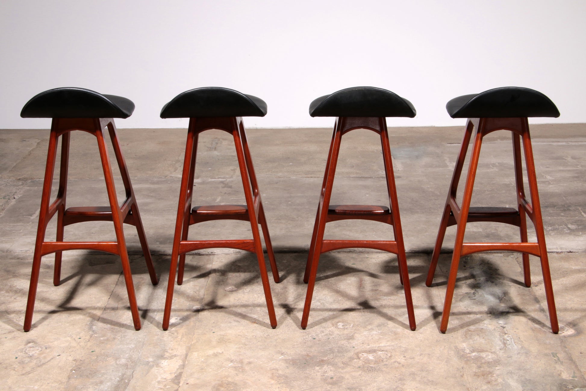 Erik Buch Wooden bar stools 1960 Denmark.
