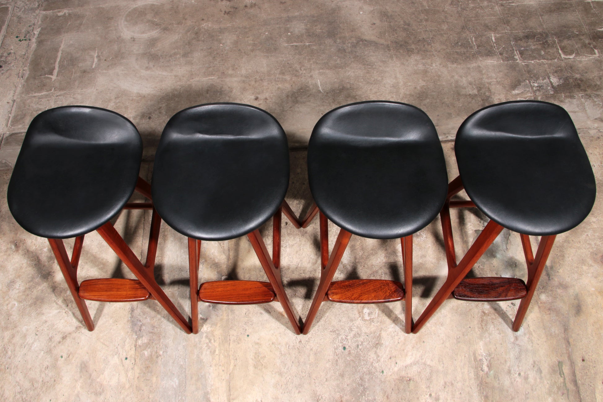 Erik Buch Wooden bar stools 1960 Denmark.
