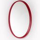 Large Vintage Mirror with Red Leatherette Frame
