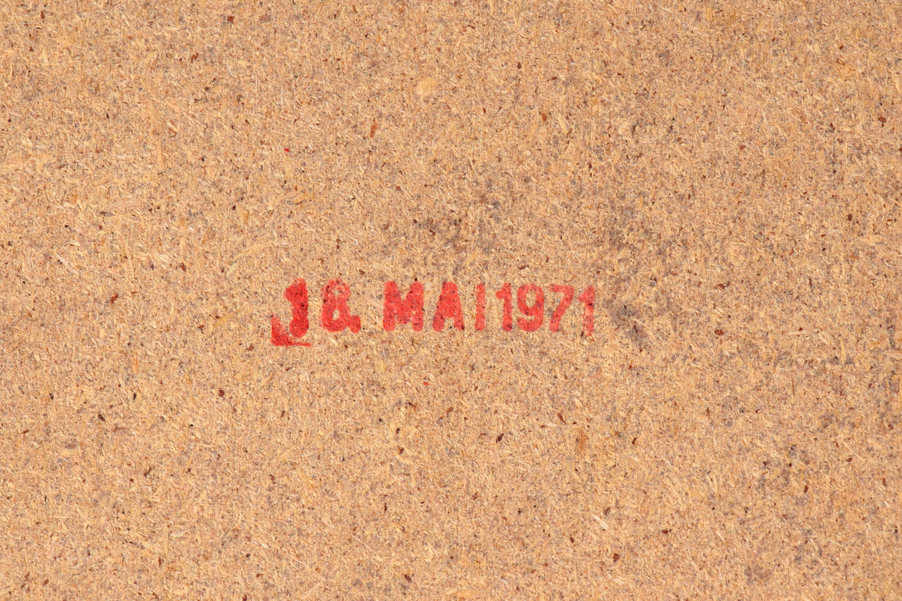 Large Vintage Mirror with Red Leatherette Frame
