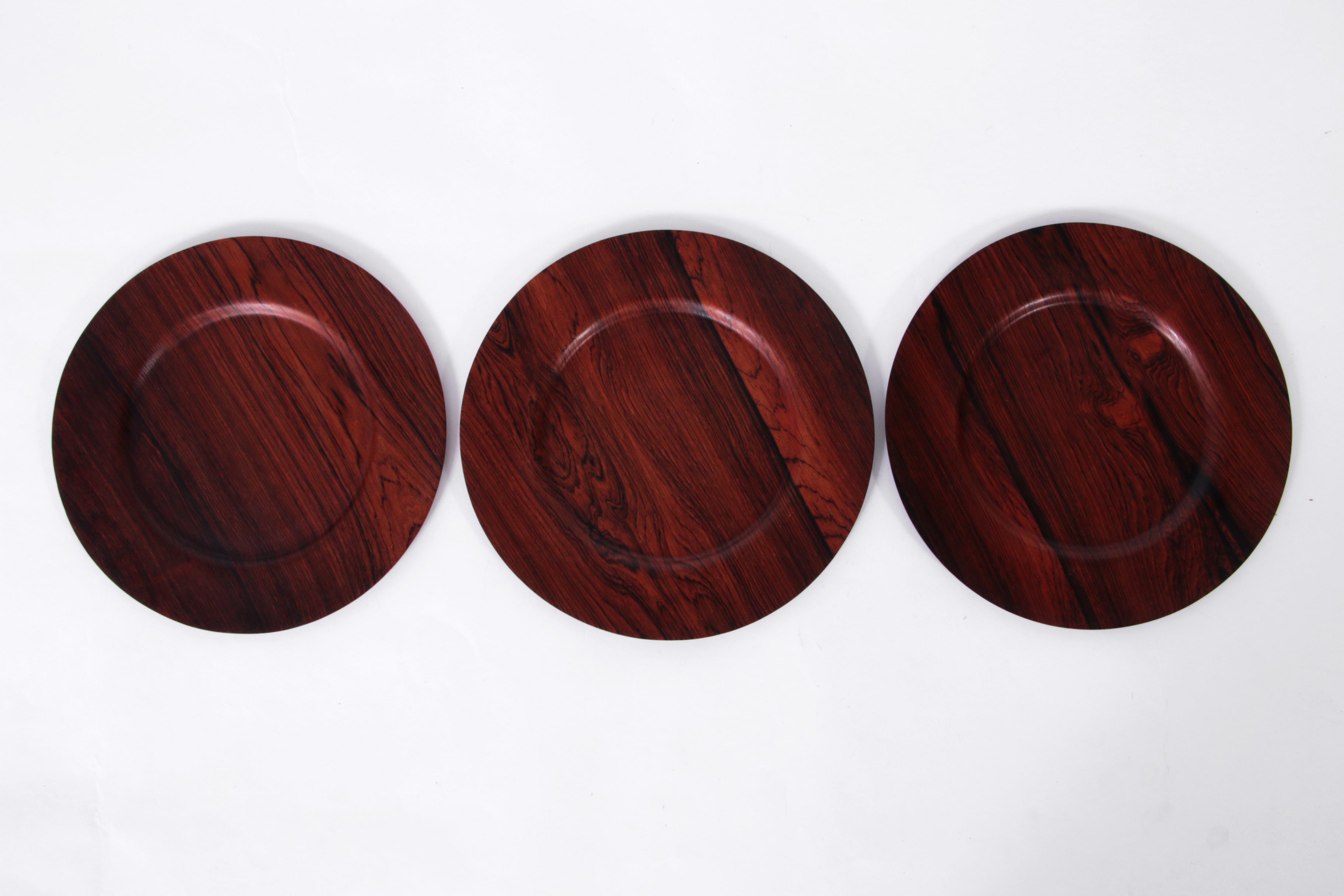 Vintage Danish Plywood Rosewood and Teak Plates from Morsbak, 1960s, Set of 14

