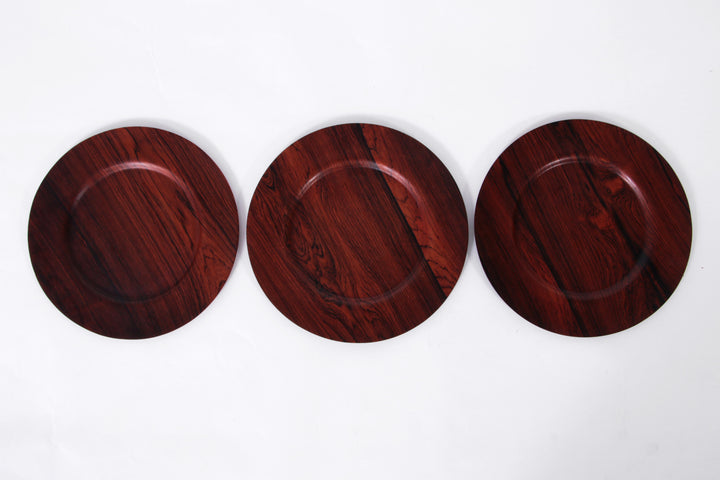 Vintage Danish Plywood Rosewood and Teak Plates from Morsbak, 1960s, Set of 14
