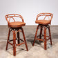 Vintage Bohemian Bamboo bar stools handmade 1970 Denmark
