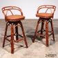 Vintage Bamboo Bar Stools with Swivel Seat - 70s Danish Design