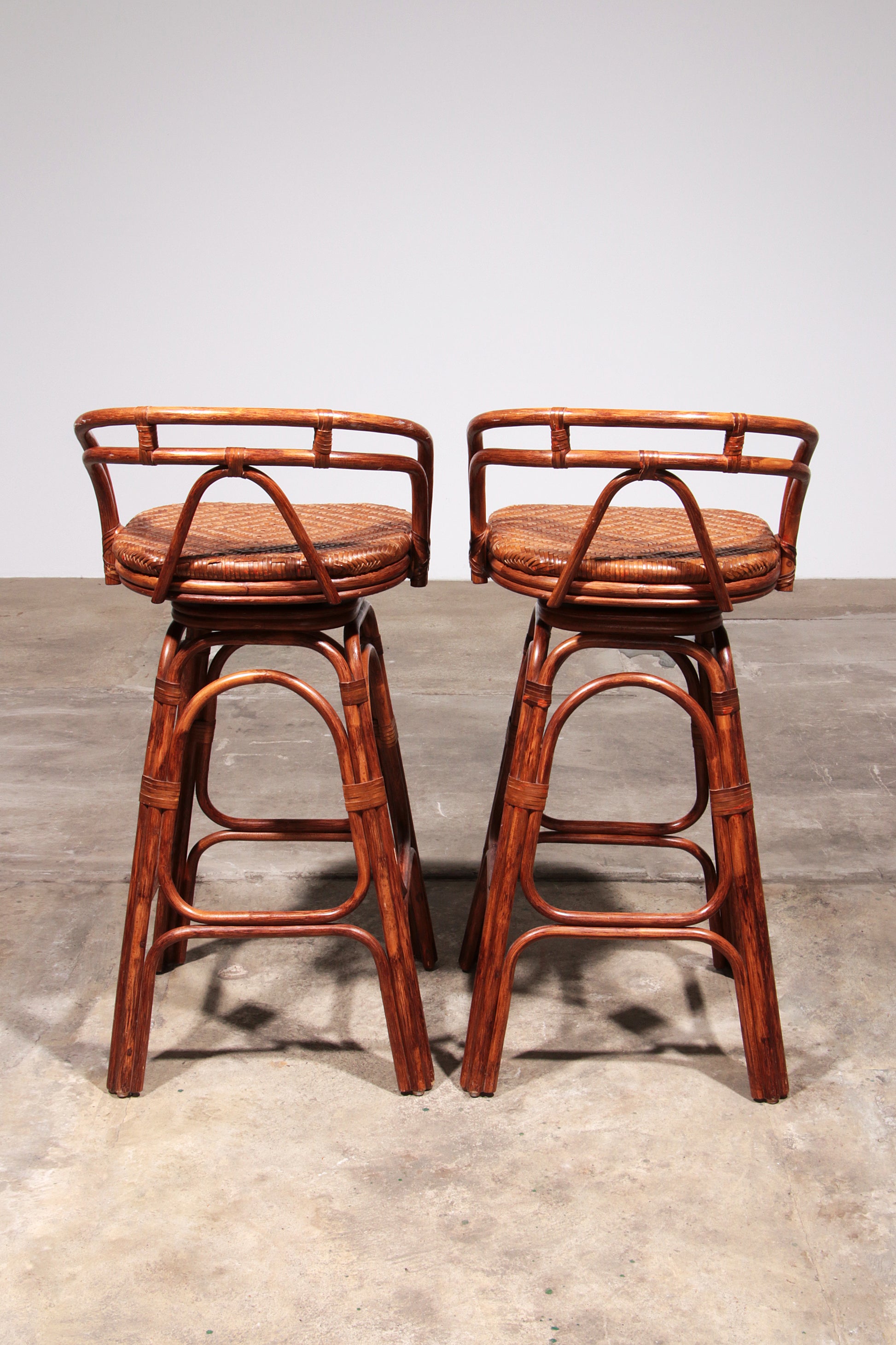 Vintage Bohemian Bamboo bar stools handmade 1970 Denmark
