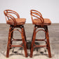 Vintage Bohemian Bamboo bar stools handmade 1970 Denmark
