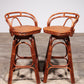 Vintage Bohemian Bamboo bar stools handmade 1970 Denmark
