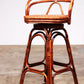 Vintage Bamboo Bar Stools with Swivel Seat - 70s Danish Design