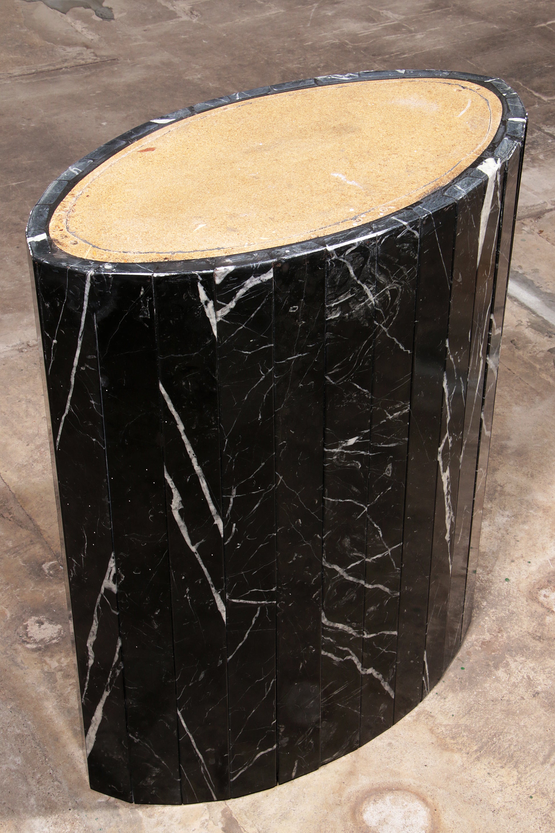 Vintage Oval Black Marble Dining Table, 1970s Italian Design