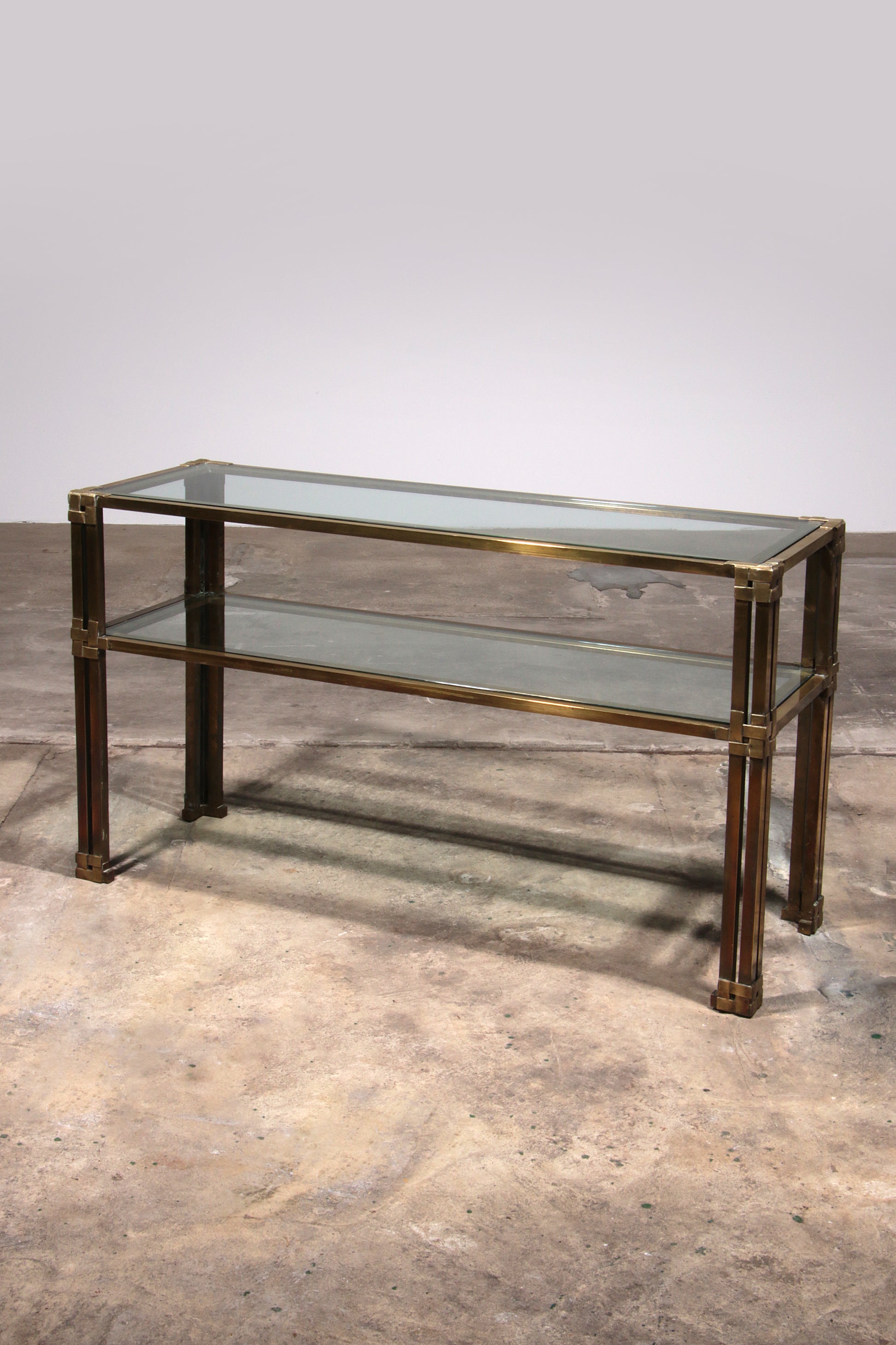 Giovanni Santoni Console made off brass and glass 1970 Ital