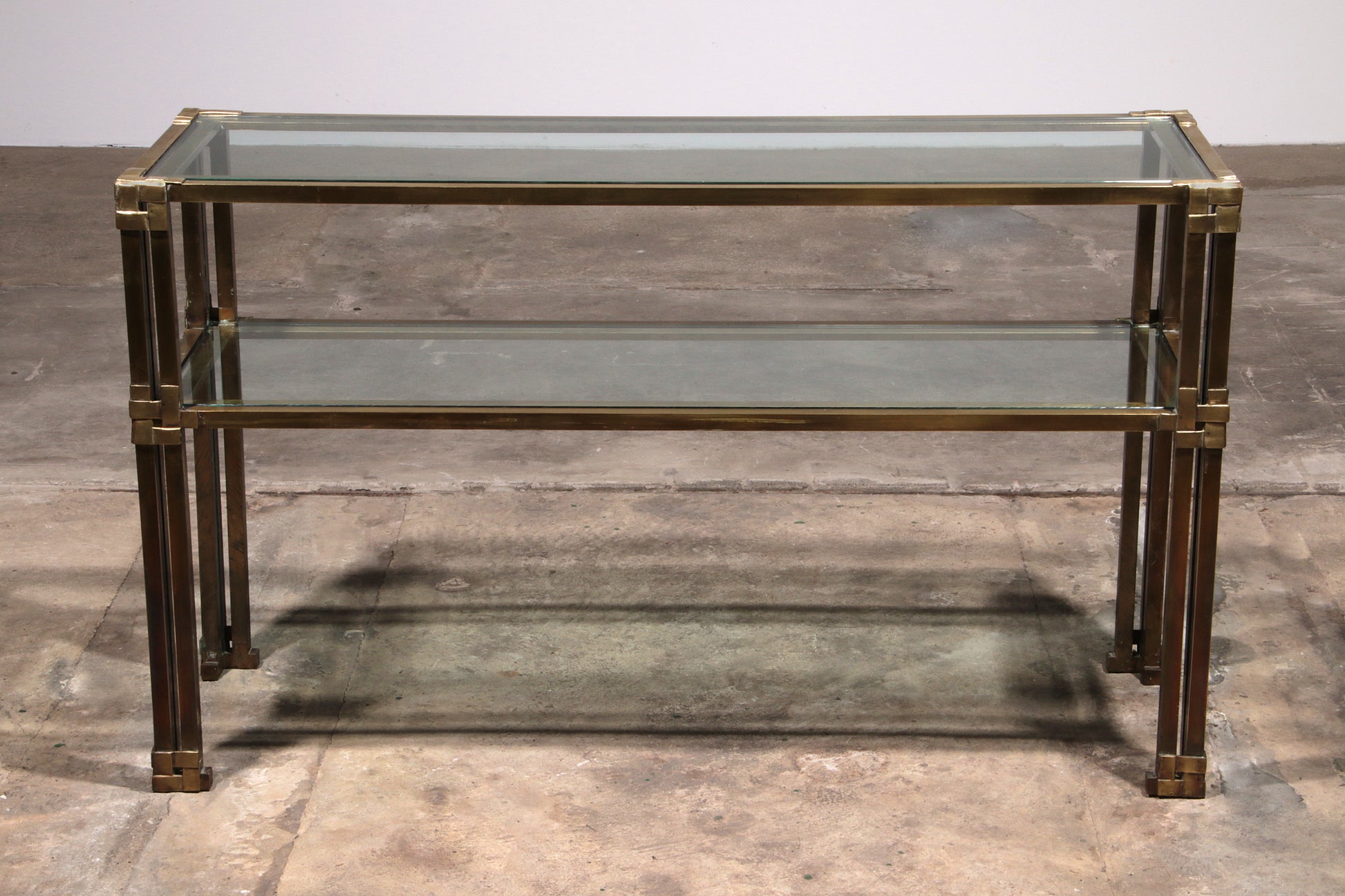 Giovanni Santoni Console made off brass and glass 1970 Italy