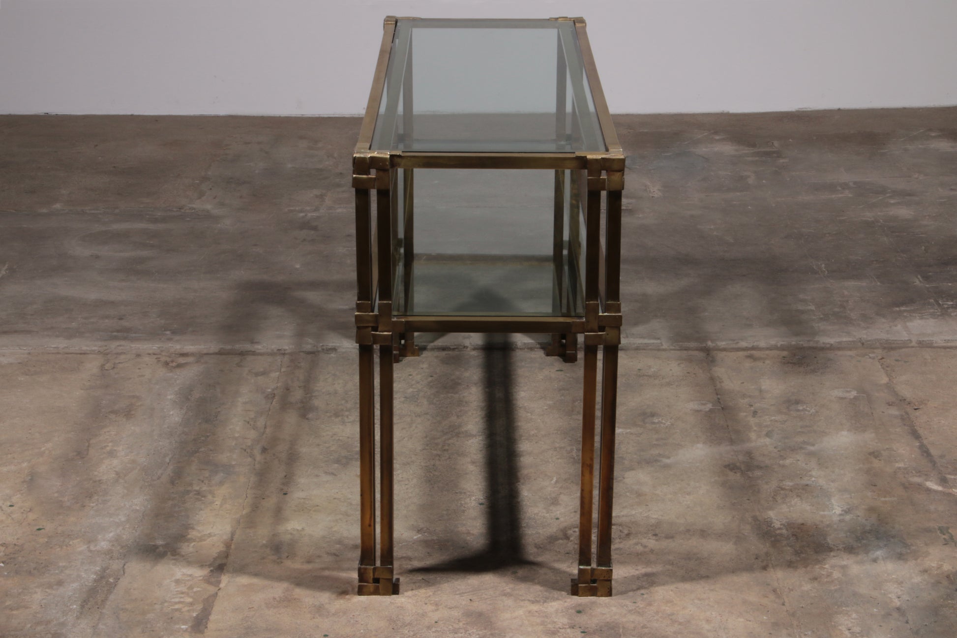 Giovanni Santoni Console made off brass and glass 1970 Italy
