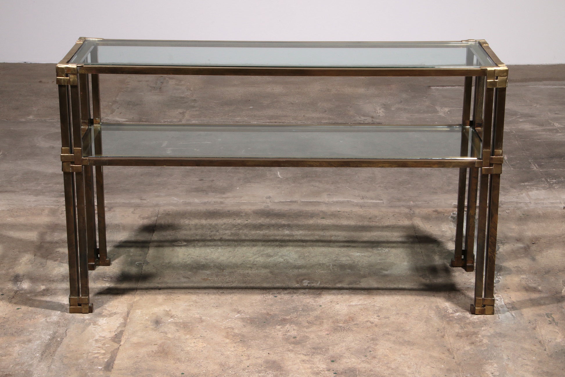 Giovanni Santoni Console made off brass and glass 1970 Italy
