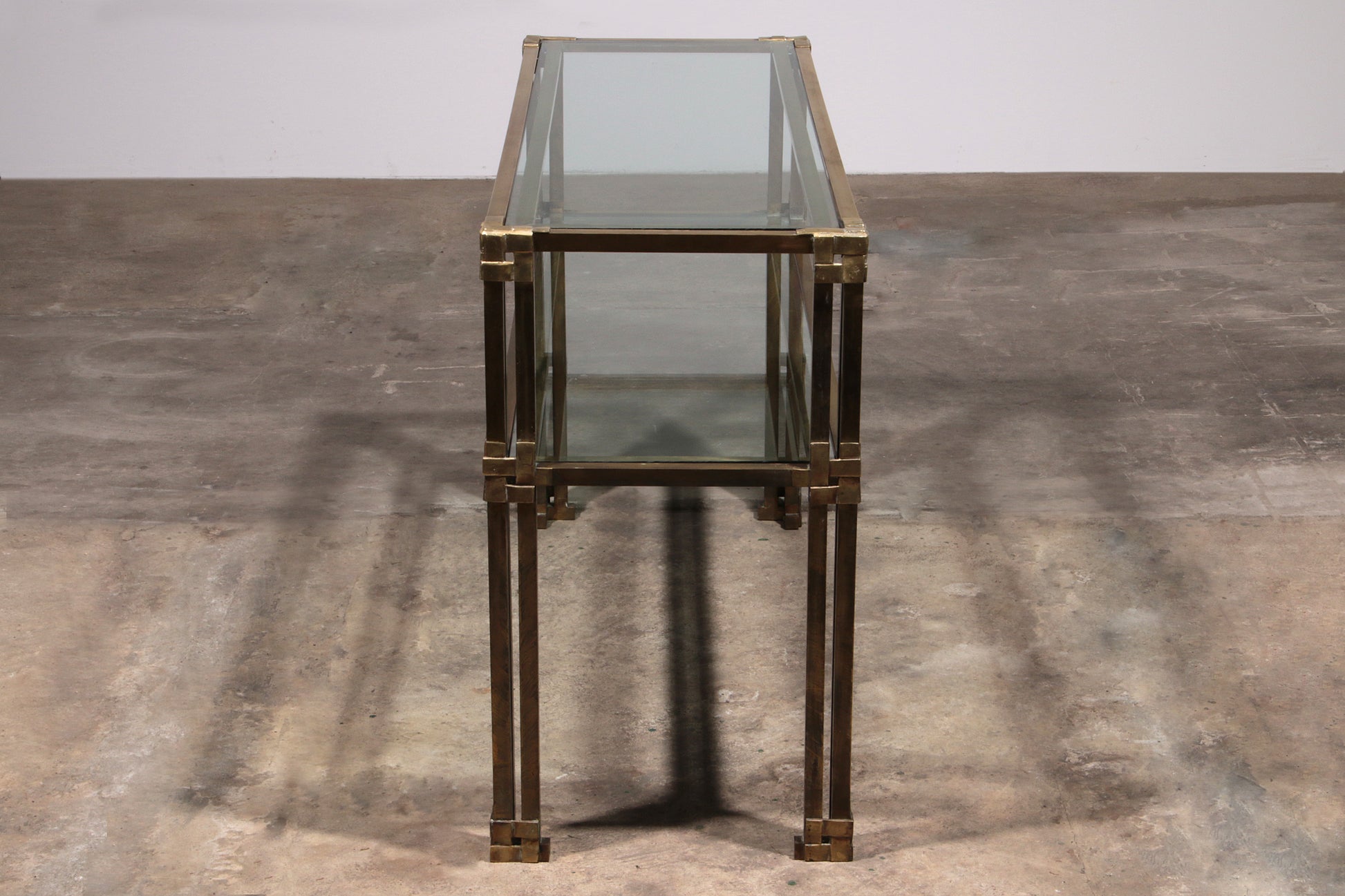 Giovanni Santoni Console made off brass and glass 1970 Italy
