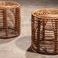 Midcentury Rattan and Wicker Round Pouf Stool, Tito Agnoli, Italy, 1970s