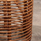 Midcentury Rattan and Wicker Round Pouf Stool, Tito Agnoli, Italy, 1970s