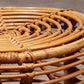 Midcentury Rattan and Wicker Round Pouf Stool, Tito Agnoli, Italy, 1970s