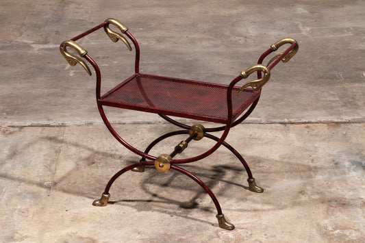 French Swan Neck Stool attributed to Maison Jansen, 1950s