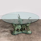 Exquisite 70s Bronze Elephant Table with Glass Top
