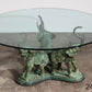 Exquisite 70s Bronze Elephant Table with Glass Top
