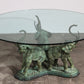 Exquisite 70s Bronze Elephant Table with Glass Top