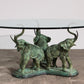 Exquisite 70s Bronze Elephant Table with Glass Top
