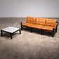 Vintage Leather Three-Seater Sofa with Coffee Table Set