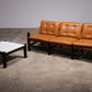 Vintage Leather Three-Seater Sofa with Coffee Table Set