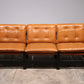 Vintage Leather Three-Seater Sofa with Coffee Table Set