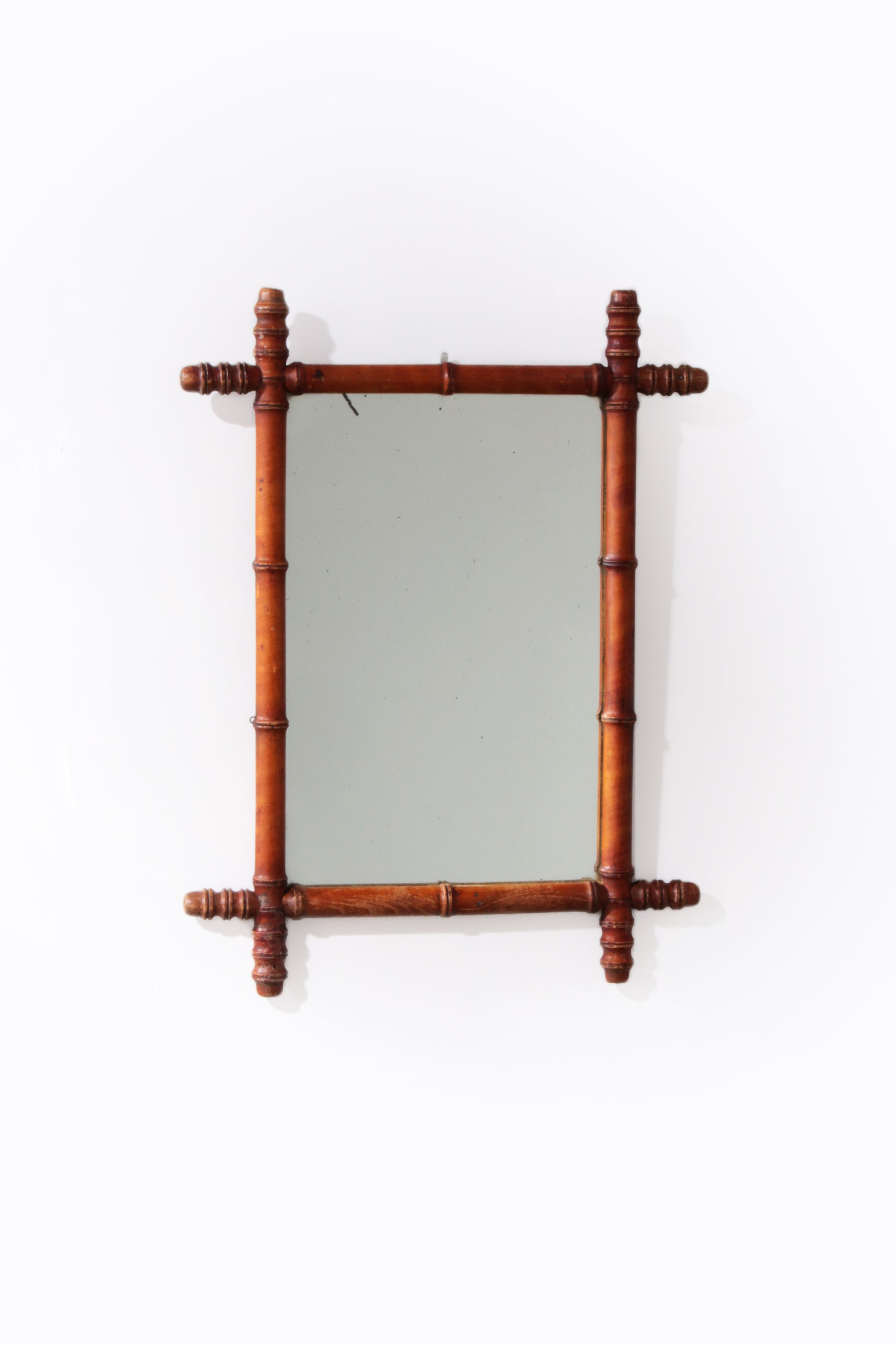 Large Vintage French Bamboo Mirror (c. 1920
