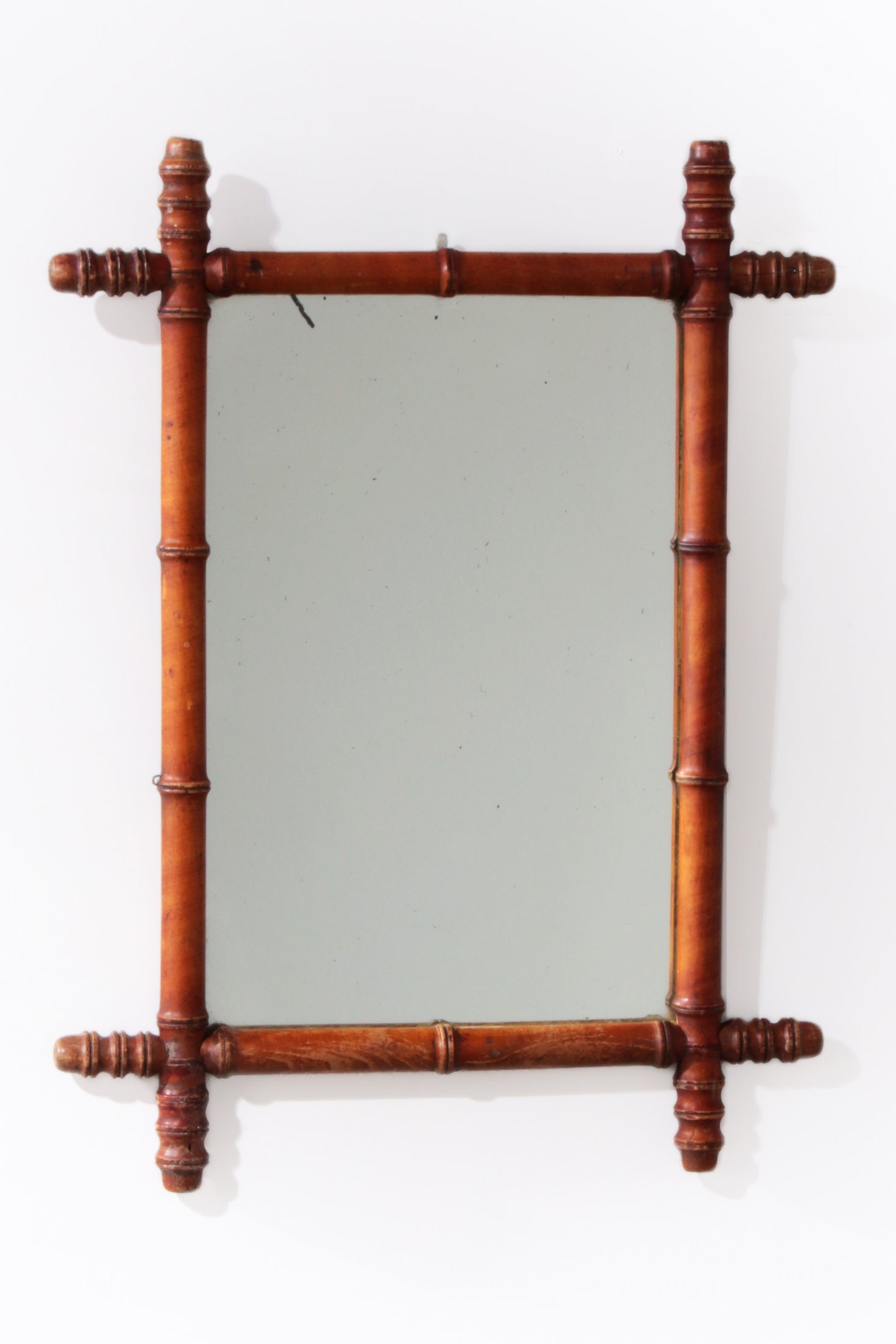 Large Vintage French Bamboo Mirror (c. 1920