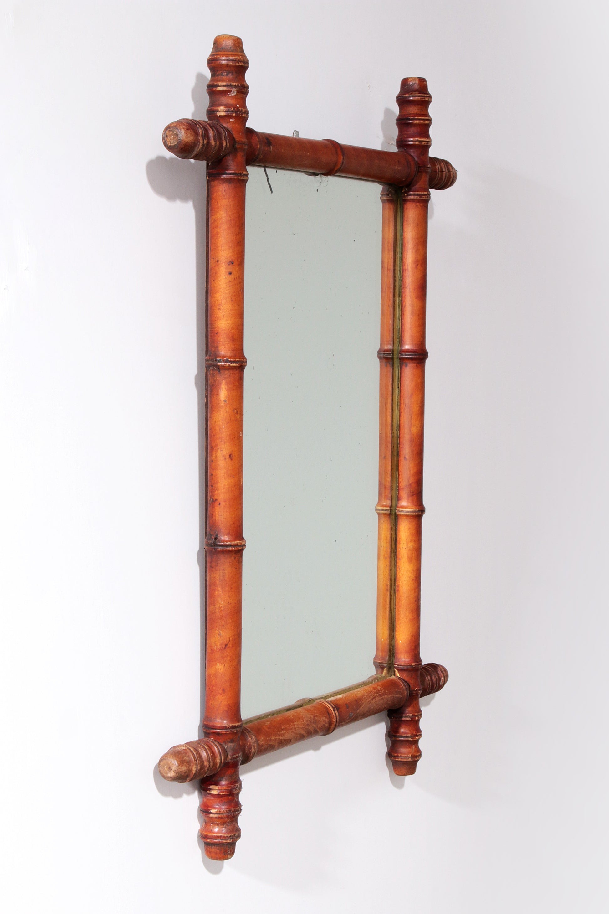 Large Vintage French Bamboo Mirror (c. 1920
