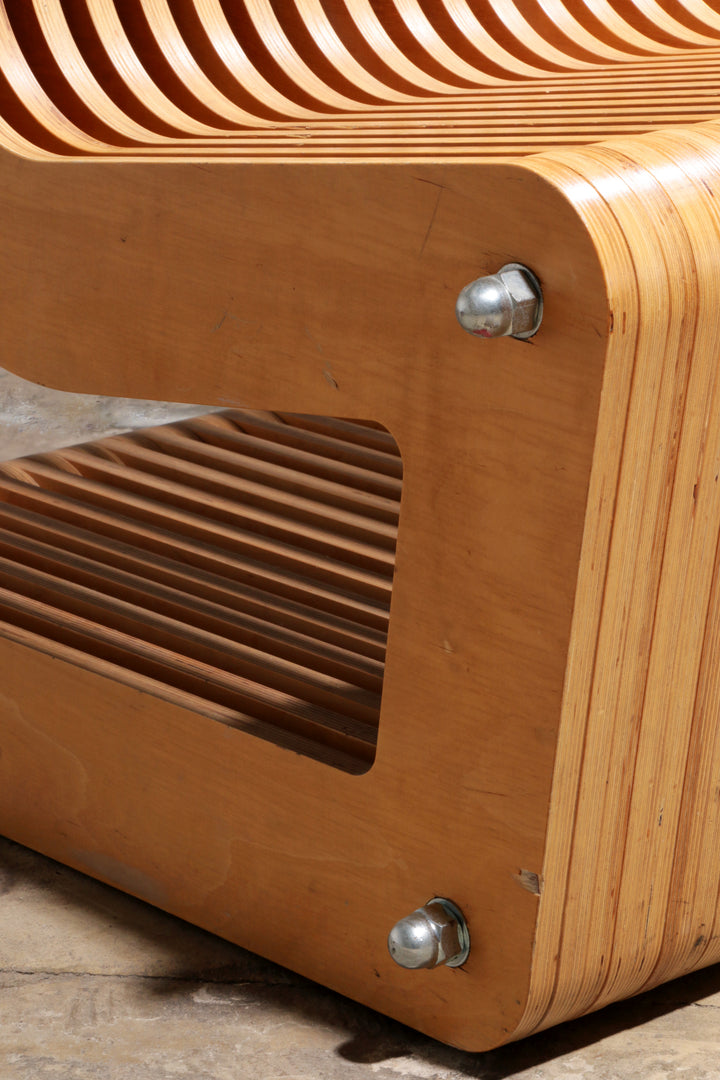 Vintage Beech Plywood Lounge Chair with Bolt Construction
