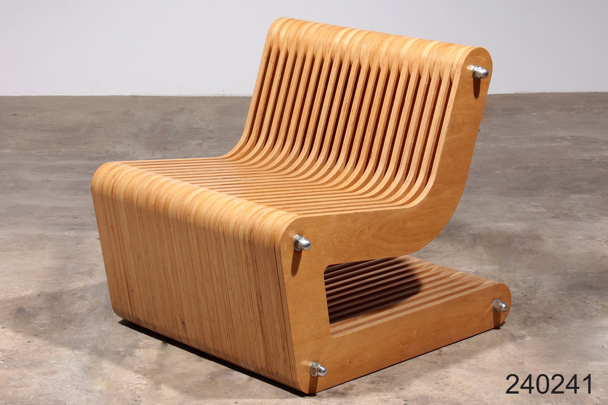 Vintage Beech Plywood Lounge Chair with Bolt Construction
