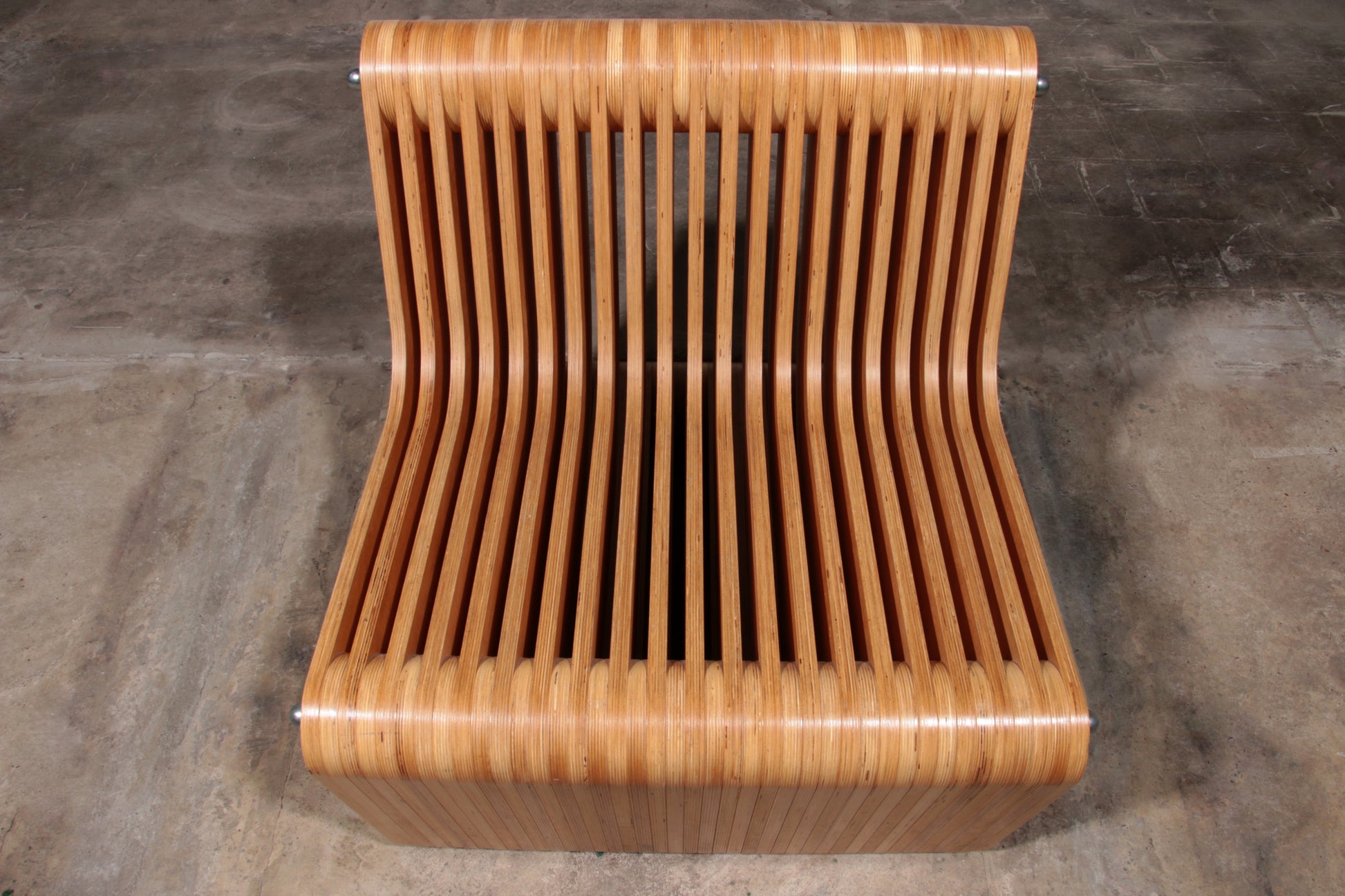 Vintage Beech Plywood Lounge Chair with Bolt Construction
