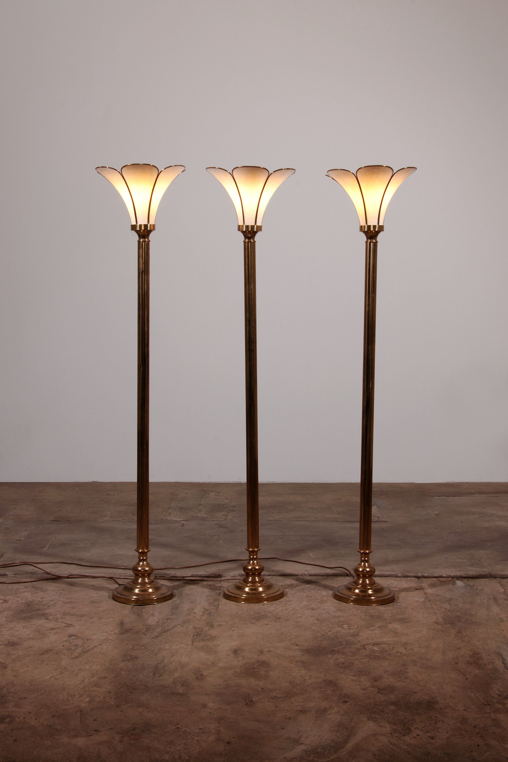 Hollywood Regency Trumpet Floor Lamps, 1970s French Design