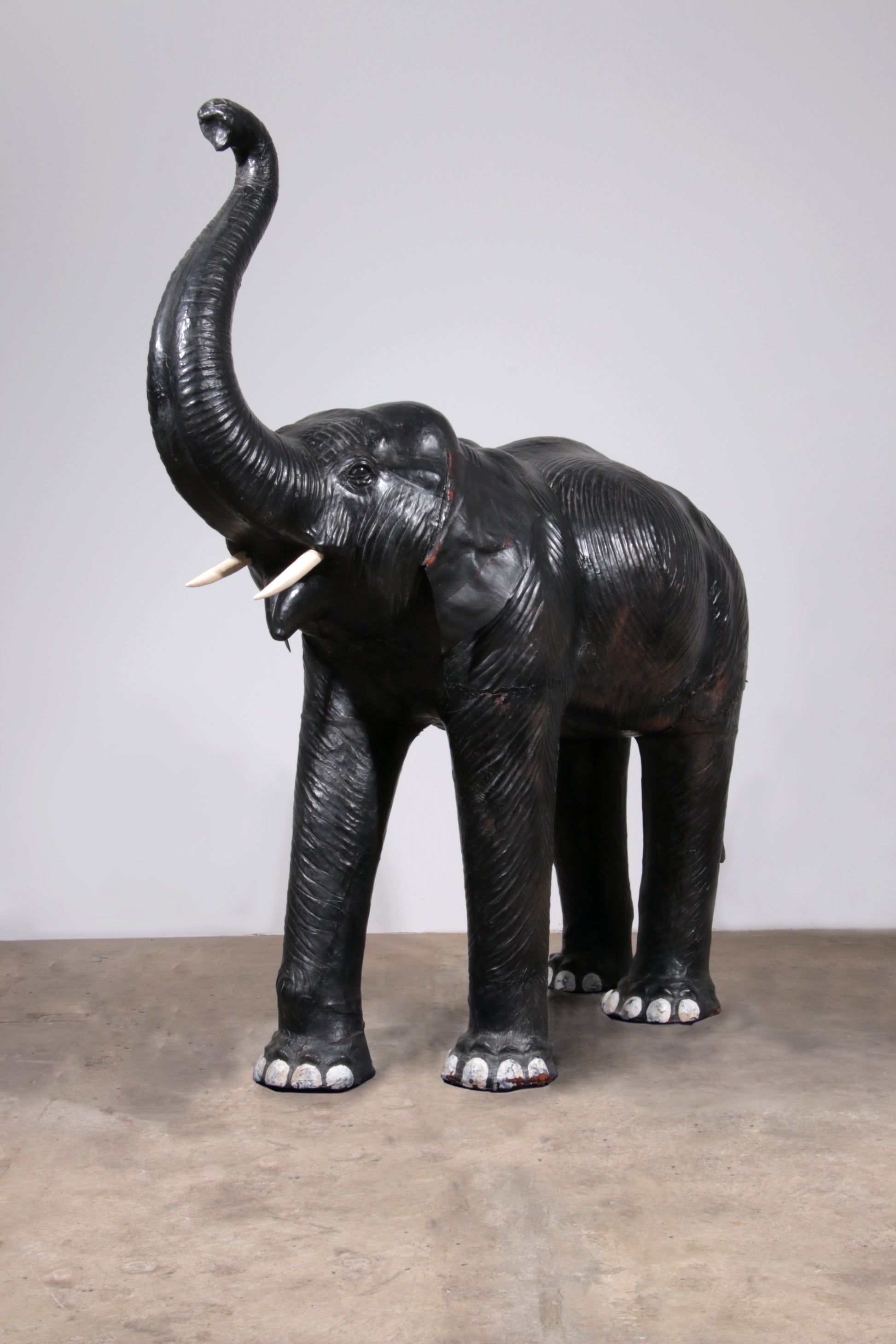 Lifelike leather Elephant rare decor material from France early 60s