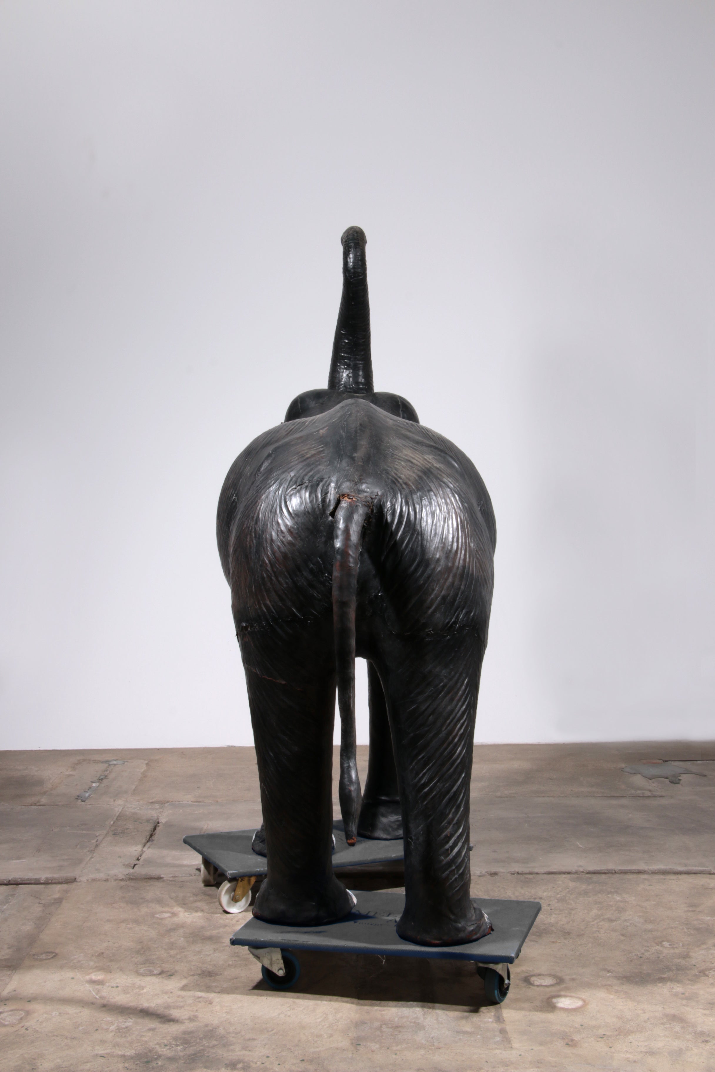 Lifelike leather Elephant rare decor material from France early 60s