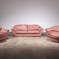 Vintage Italian Lounge Set – 4-Piece Rose Pink Leather (1970s)