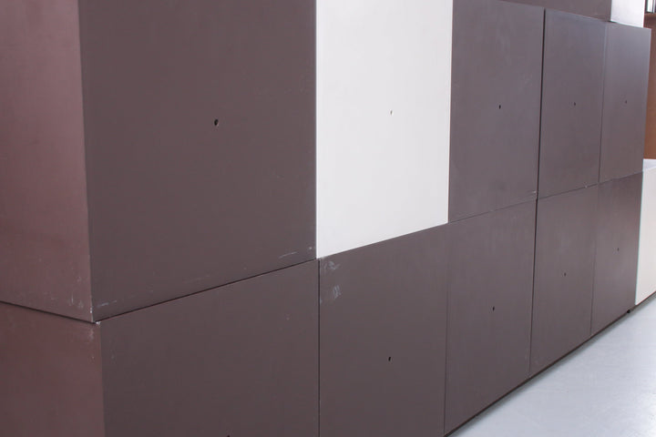 Vintage Palaset Palanox Modular opslag boxen Set of 12, made by Treston achterkant