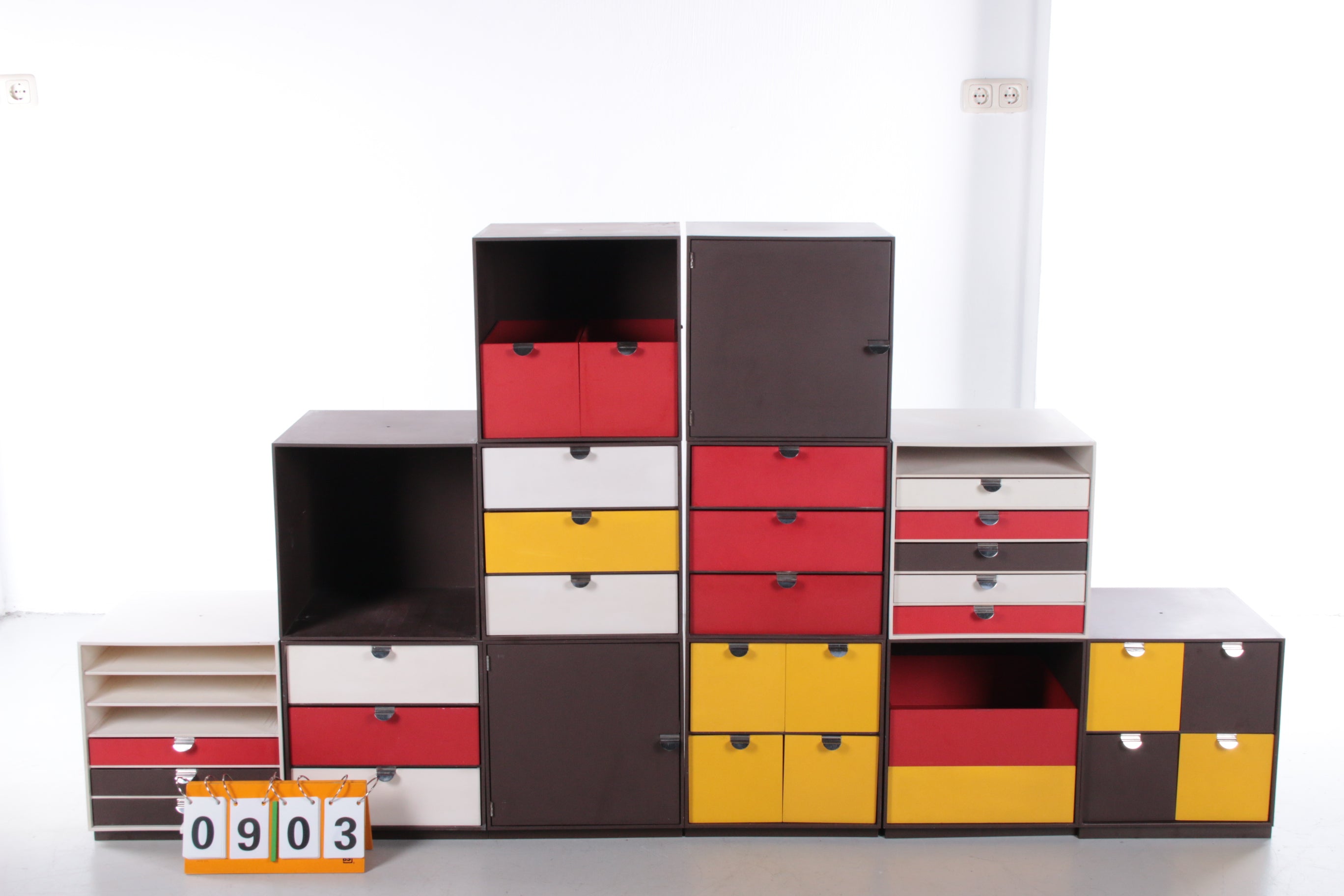 Vintage Palaset Palanox Modular opslag boxen Set of 12, made by Treston diverse opstellingen
