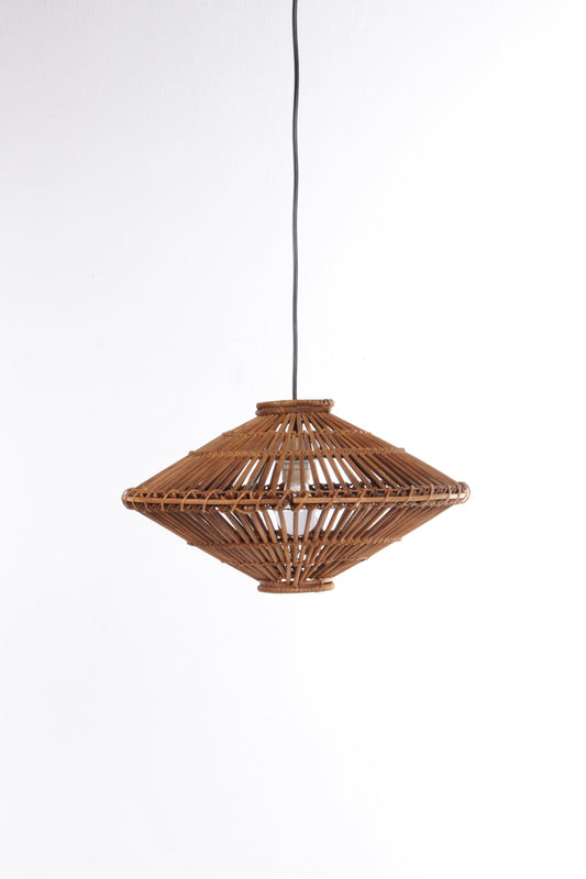 French 1960s hanging lamp made of bamboo