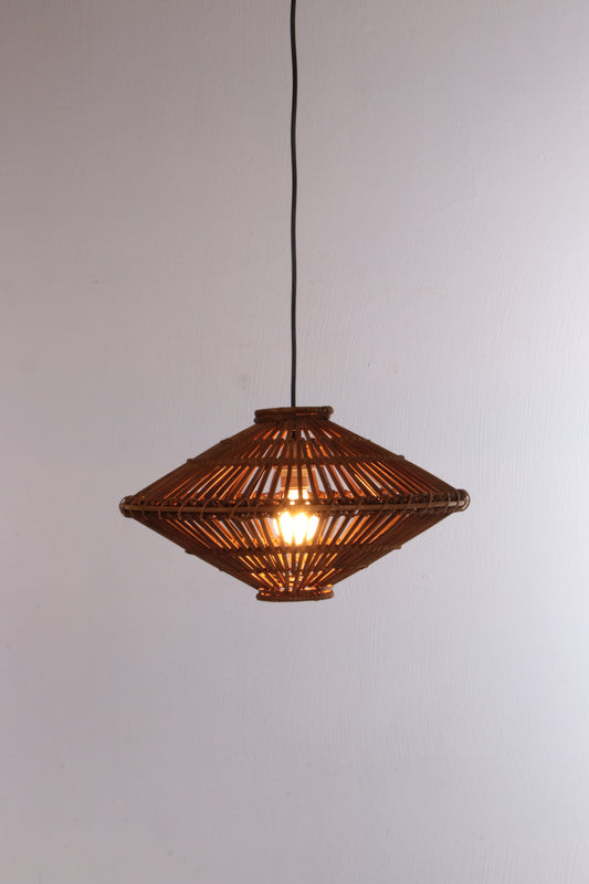 French 1960s hanging lamp made of bamboo