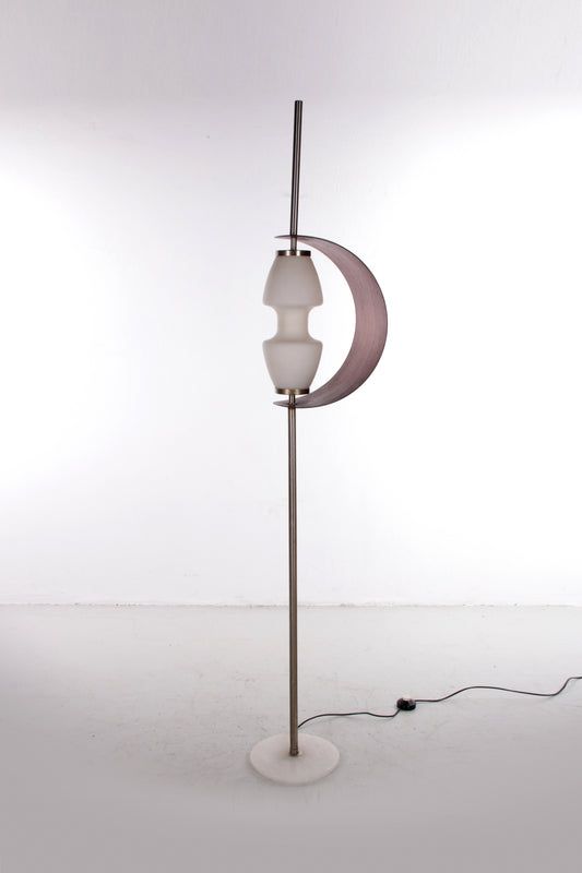 Vintage Designer Franse Vloerlamp met houten lamel, 1960s